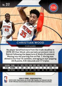 Christian Wood - Panini Prizm Base Set 2020-21, Nr. 217