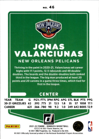 Jonas Valanciunas - Panini Donruss Base Set 2021-22, Nr. 46
