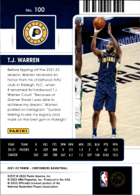 T.J. Warren - Panini Contenders Season Ticket 2021-22, Nr. 100