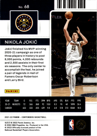 Nikola Jokić - Panini Contenders Season Ticket 2021-22, Nr. 68