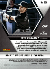 Luis Gonzalez - Panini Mosaic Base Set 2021, Nr. 229 – Rookie Card