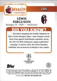 Lewis Ferguson - Topps Merlin Chrome UEFA Club Competitions Base Set 2024-25, Nr. 186