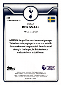 Lucas Bergvall - Topps Flagship Premier League Base Set 2026-27, Nr. 253