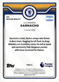 Alejandro Garnacho - Topps Flagship Premier League Base Set 2026-27, Nr. 101 – Premier League Parallel