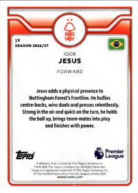 Igor Jesus - Topps Flagship Premier League Future Stars 2026-27, Nr. 19
