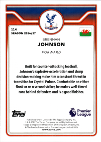 Brennan Johnson - Topps Flagship Premier League Base Set 2026-27, Nr. 114