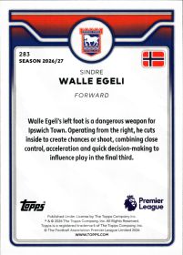 Sindre Walle Egeli - Topps Flagship Premier League Base Set 2026-27, Nr. 283