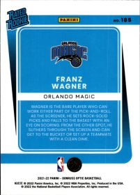 Franz Wagner - Panini Donruss Optic Base Set 2021-22, Nr. 185 – Rookie Card