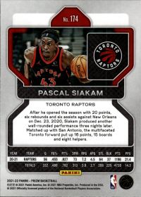 Pascal Siakam - Panini Prizm Base Set 2021-22, Nr. 174