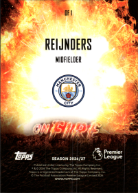 Tijjani Reijnders - Topps Flagship Premier League On Fire 2026-27, Nr. OF 1 – Insert