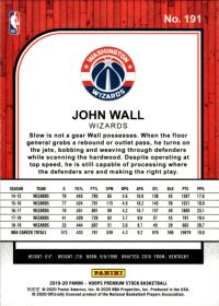 John Wall - Panini Hoops Premium Stock Base Set 2019-20, Nr. 191