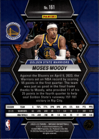 Moses Moody - Panini Mosaic Base Set 2022-23, Nr. 161