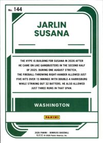 Jarlin Susana - Panini Donruss Optic Rated Prospect 2026, Nr. 144