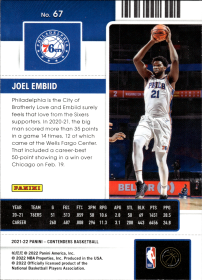 Joel Embiid - Panini Contenders Season Ticket 2021-22, Nr. 67
