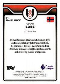 Oscar Bobb - Topps Flagship Premier League Base Set 2026-27, Nr. 143