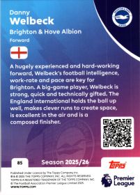 Danny Welbeck - Topps Match Attax Premier League Base Set 2025-26, Nr. 85