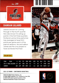 Damian Lillard - Panini Contenders Season Ticket 2021-22, Nr. 29