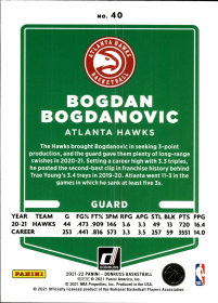 Bogdan Bogdanovic - Panini Donruss Base Set 2021-22, Nr. 40