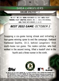 Shea Langeliers - Topps Bowman's Best Base Set 2023, Nr. 24 – Rookie Card