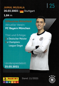 Jamal Musiala - Panini FIFA World Cup DFB-Sammelkarten 2026, Nr. 25