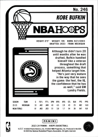 Kobe Bufkin - Panini Hoops Base Set 2023-24, Nr. 246 – Rookie Card