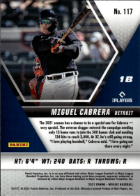 Miguel Cabrera - Panini Mosaic Base Set 2021, Nr. 117