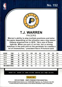 T.J. Warren - Panini Hoops Premium Stock Base Set 2019-20, Nr. 152