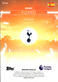 Pedro Porro - Topps Flagship Premier League Flying the Flag 2026-27, Nr. FF 24 – Insert