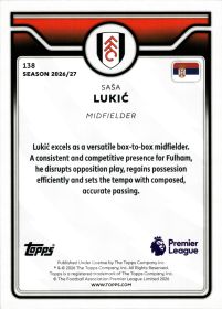 Saša Lukić - Topps Flagship Premier League Base Set 2026-27, Nr. 138