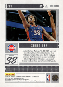 Saben Lee - Panini Chronicles Luminance 2020-21, Nr. 164