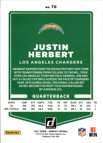Justin Herbert - Panini Donruss Base Set 2021, Nr. 70