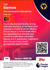 Toti Gomes - Topps Match Attax Premier League Base Set 2025-26, Nr. 294