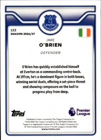Jake O'Brien - Topps Flagship Premier League Base Set 2026-27, Nr. 122