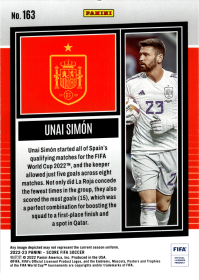 Unai Simón - Panini Score FIFA Base Set 2022-23, Nr. 163
