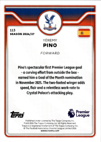 Yéremy Pino - Topps Flagship Premier League Base Set 2026-27, Nr. 113