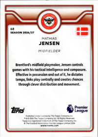 Mathias Jensen - Topps Flagship Premier League Base Set 2026-27, Nr. 68