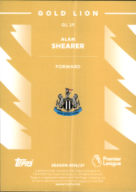 Alan Shearer - Topps Flagship Premier League Gold Lion 2026-27, Nr. GL 19 – Insert