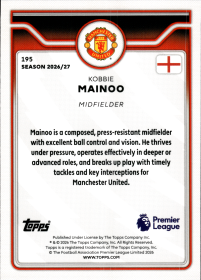 Kobbie Mainoo - Topps Flagship Premier League Base Set 2026-27, Nr. 195