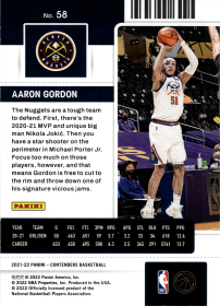 Aaron Gordon - Panini Contenders Season Ticket 2021-22, Nr. 58