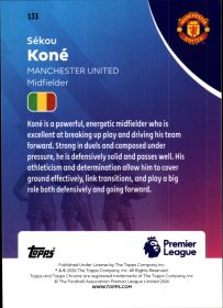 Sékou Koné - Topps Chrome Premier League Base Set 2025-26, Nr. 133 – Rookie Card