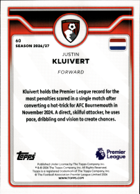 Justin Kluivert - Topps Flagship Premier League Base Set 2026-27, Nr. 60