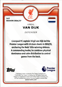 Virgil van Dijk - Topps Flagship Premier League Base Set 2026-27, Nr. 162