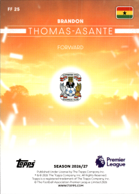 Brandon Thomas-Asante - Topps Flagship Premier League Flying the Flag 2026-27, Nr. FF 25 – Insert