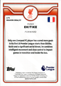 Hugo Ekitike - Topps Flagship Premier League Base Set 2026-27, Nr. 173