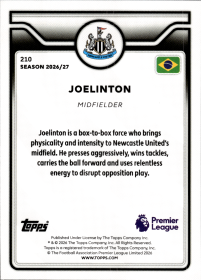 Joelinton - Topps Flagship Premier League Base Set 2026-27, Nr. 210