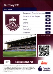 Burnley FC - Topps Match Attax Premier League Club Badge 2025-26, Nr. 307