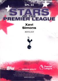 Xavi Simons - Topps Flagship Premier League Stars of the Premier League 2026-27, Nr. SPL 23 – Insert