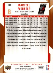 Martell Webster - Upper Deck MVP Base Set 2008-09, Nr. 133