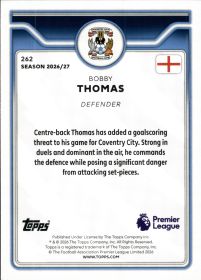Bobby Thomas - Topps Flagship Premier League Base Set 2026-27, Nr. 262 – Rookie Card