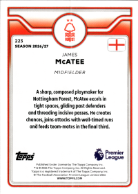 James McAtee - Topps Flagship Premier League Base Set 2026-27, Nr. 223